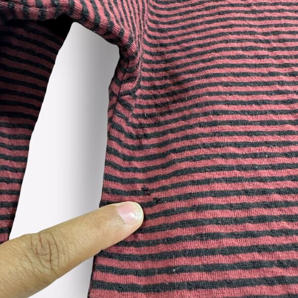 Cut Loose XS Dress 3/4 Sleeve Striped Pockets Shift Maroon Midi Raglan Cozy $129 - Picture 8 of 8